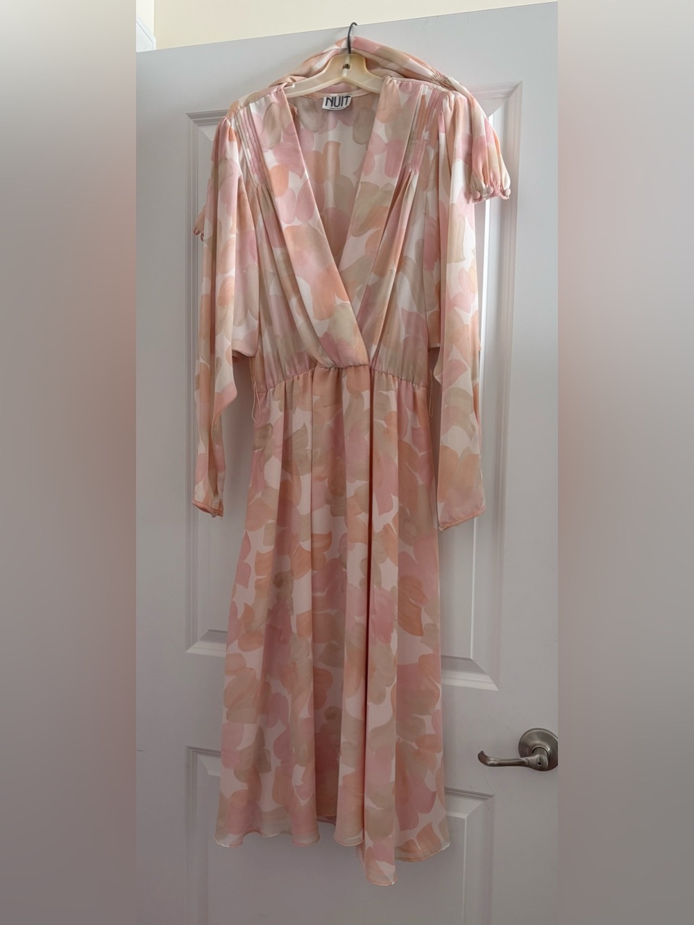Nuit Blush Pink and Cream Floral Vintage Dress